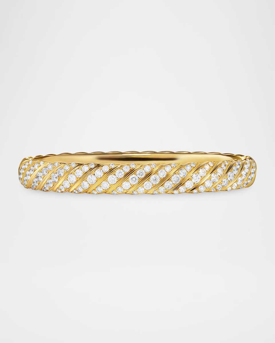 Sculpted Cable Bracelet with Diamonds in 18K Gold, 8mm